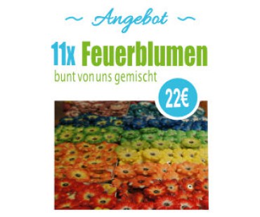 11x FEUERBLUMEN bunt gemischt - mit und ohne Glitzer 11x FEUERBLUMEN bunt gemischt - mit und ohne Glitzer